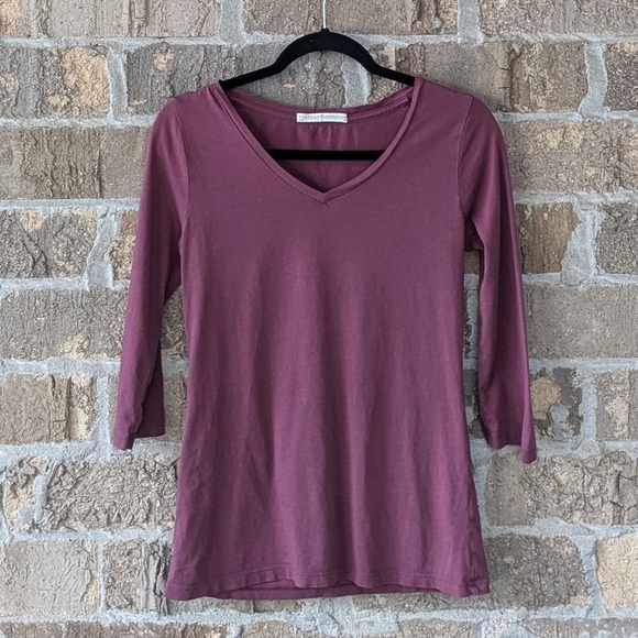 Peruvian Connection Mauve 100% Pima Cotton V Neck Top XS - Picture 6 of 6